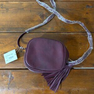Boho Crossbody Bag Burgundy With Tassel